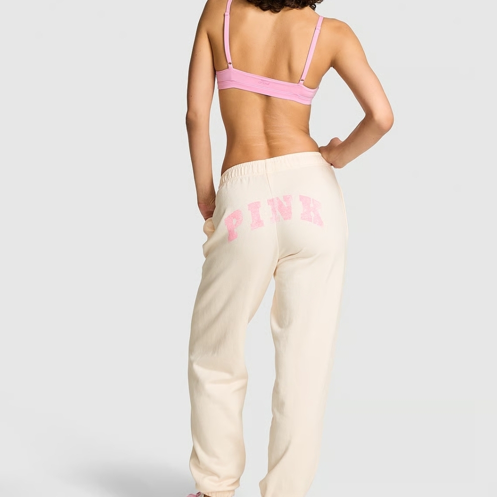 Pink Logo Cream Sweatpants